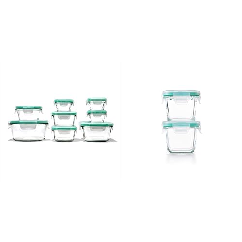 OXO Good Grips 16 Piece Glass Smart Seal Airtight Everyday Container Set & Good Grips 4-Piece Smart Seal Leakproof Mini Glass Container Set