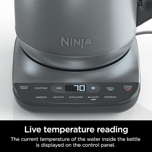 Ninja Precision Electric Kettle, 7-Cup, Rapid Boil, Stainless, KT200