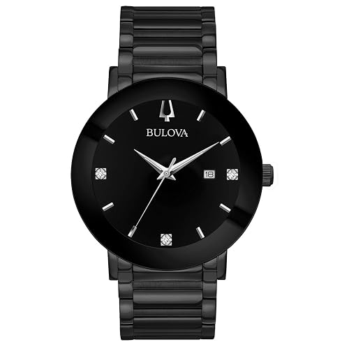 Bulova Men's 3-Hand Quartz Watch with Diamond Dial and Edge to Edge Crystal