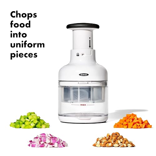 OXO Good Grips Vegetable Chopper with Easy-Grip Handle for Meal Prep | Dices Onions, Peppers & more, Soft Non-Slip Grip, Easy-press Blade, Container Catches Food, Kitchen Meal Prep Tool