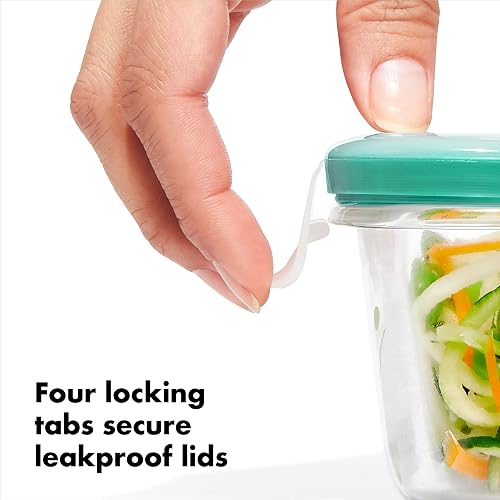 OXO Good Grips 30-Piece Plastic and Glass Food Storage Container Set - Teal | Assorted Sizes, Airtight Food Storage Containers, Ideal for Leftovers & Meal Prep, Microwave, Freezer & Dishwasher Safe