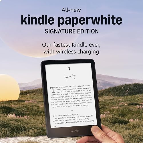 Amazon Kindle Paperwhite Bundle: Includes, Amazon Kindle Paperwhite Signature Edition 32GB | Black, Fabric Cover| Black & Wireless Charging Dock