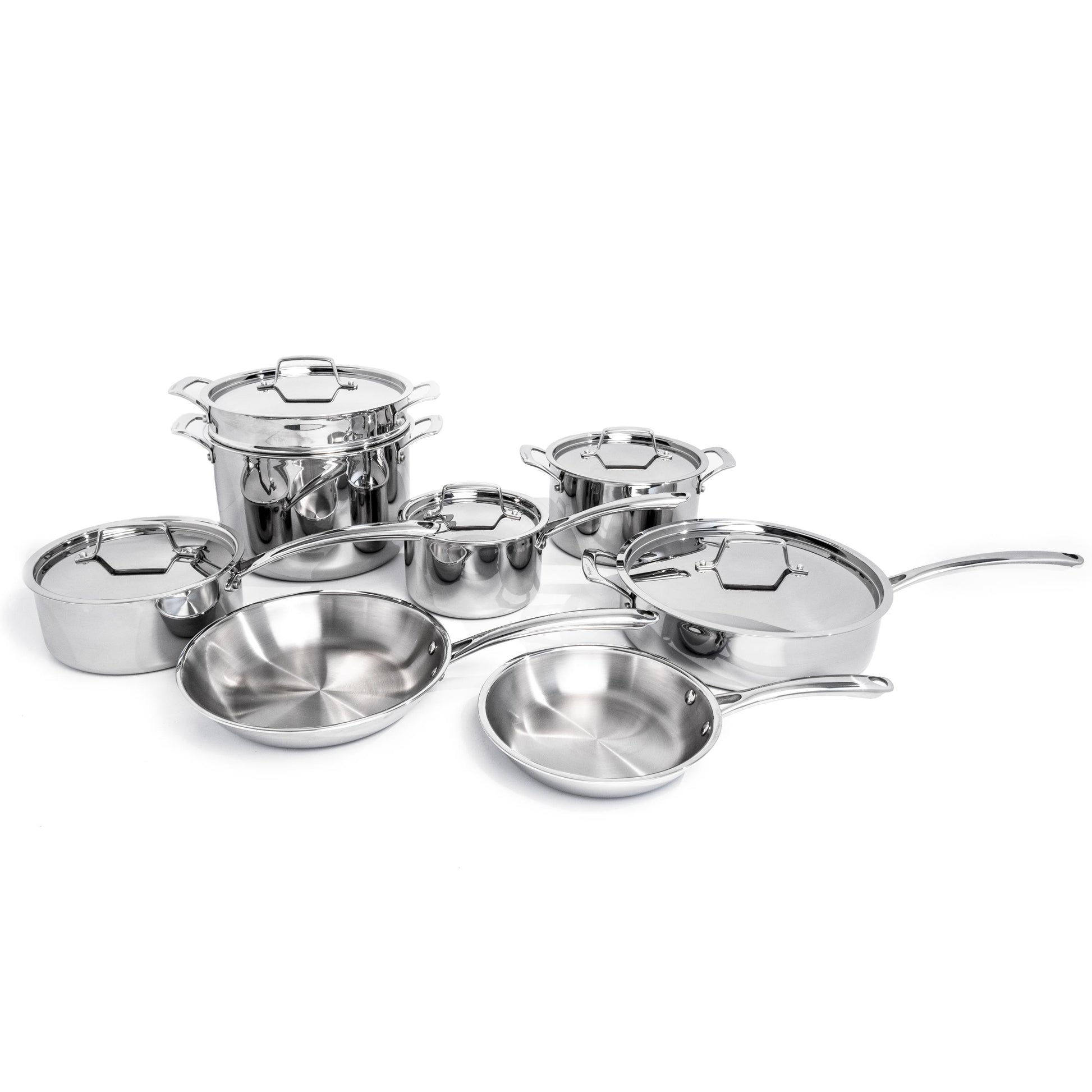 Professional 13pc Tri-Ply 18/10 Stainless Steel Cookware Set with SS Lids