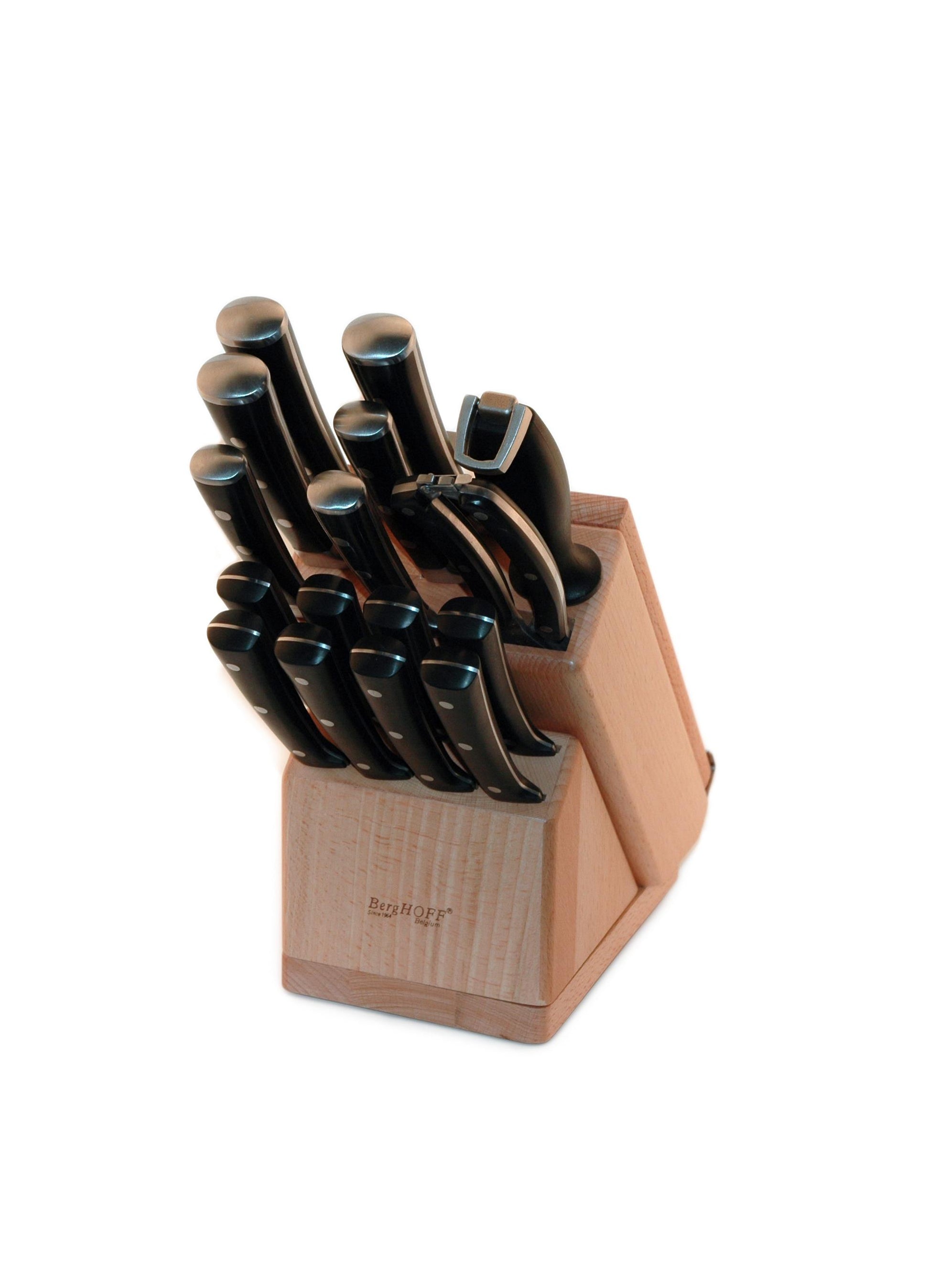 Smart Knife 20pc Forged Cut Set/ Swivel Base, Cut Brd & Herb Cutter/Blk