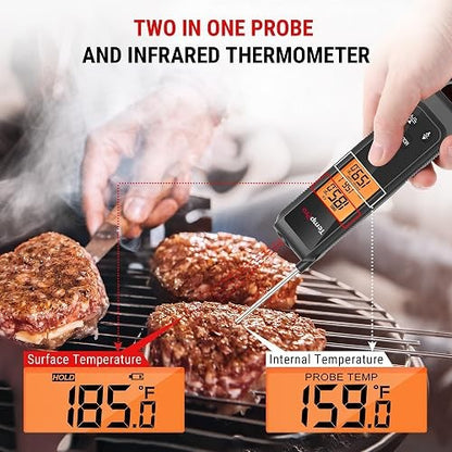 TempPro 2-in-1 Infrared Thermometer Gun with Meat Probe