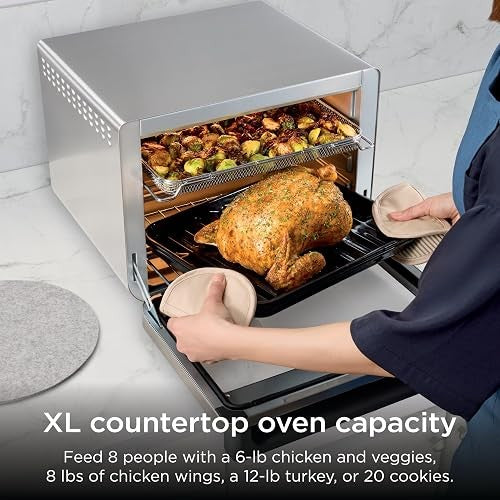 Ninja Prestige Smart XL Countertop Oven, 10-in-1, Stainless Steel, DT501 | Bakes 20 cookies, Fits 12 lb turkey, Air fry, bake, toast, pizza, reheat, 1800W