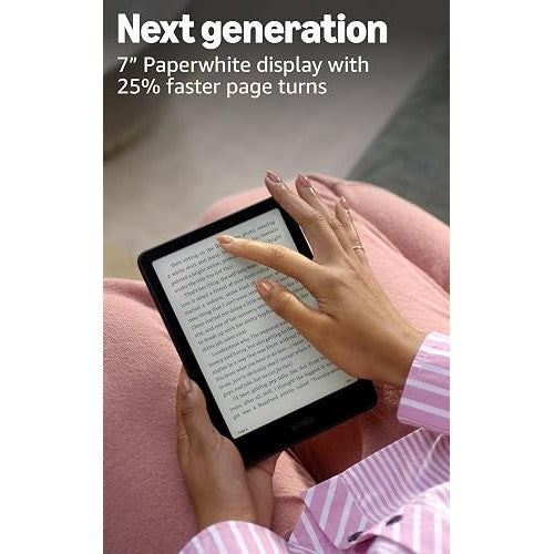Amazon Kindle Paperwhite Signature Edition 32GB (newest model) – 20% faster with auto-adjusting front light, wireless charging, and weeks of battery life – Metallic Black
