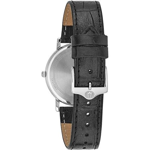 Bulova Men's Classic 3-Hand Calendar Date Quartz Leather Strap Watch, Buckle, 37mm