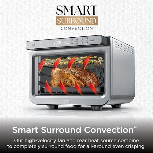 Ninja Prestige Smart XL Countertop Oven, 10-in-1, Stainless Steel, DT501 | Bakes 20 cookies, Fits 12 lb turkey, Air fry, bake, toast, pizza, reheat, 1800W