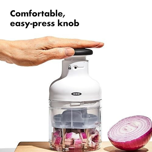 OXO Good Grips Vegetable Chopper with Easy-Grip Handle for Meal Prep | Dices Onions, Peppers & more, Soft Non-Slip Grip, Easy-press Blade, Container Catches Food, Kitchen Meal Prep Tool