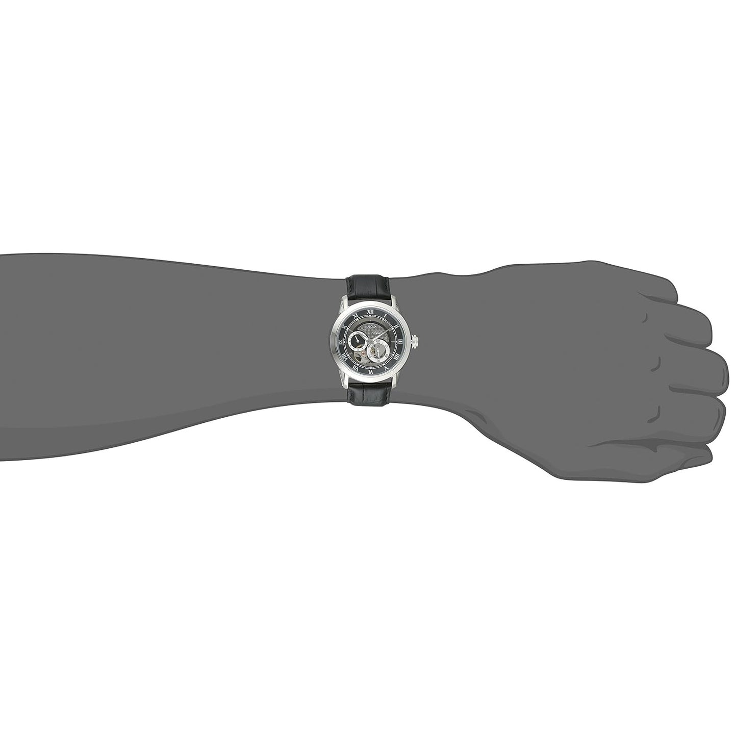 Bulova Men's Classic Sutton 4-Hand Automatic Watch, 24-Hour Sub Dial, Open Aperture, Self-Winding, Exhibition Caseback, Double Curved Mineral Crystal, Luminous Hands, 42mm