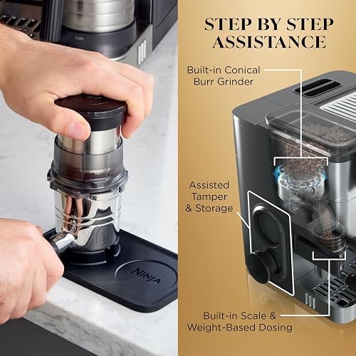 Ninja Luxe Café Premier 3-in-1 Espresso Machine, Drip Coffee, & Cold Brew | Built-in Grinder, Hands-Free Milk Frother, and Assisted Tamper for Cappuccinos & Lattes, Stainless Steel, ES601