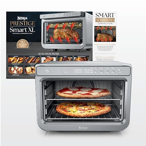 Ninja Prestige Smart XL Countertop Oven, 10-in-1, Stainless Steel, DT501 | Bakes 20 cookies, Fits 12 lb turkey, Air fry, bake, toast, pizza, reheat, 1800W