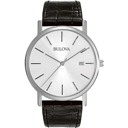 Bulova Men's Classic 3-Hand Calendar Date Quartz Leather Strap Watch, Buckle, 37mm