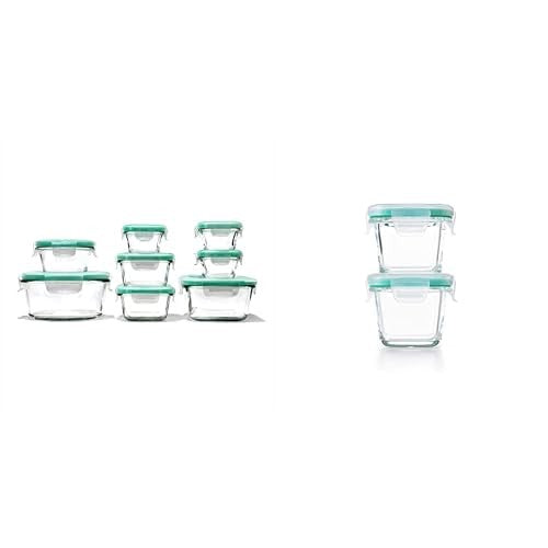 OXO Good Grips 16 Piece Glass Smart Seal Airtight Everyday Container Set & Good Grips 4-Piece Smart Seal Leakproof Mini Glass Container Set