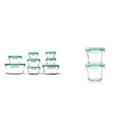 OXO Good Grips 16 Piece Glass Smart Seal Airtight Everyday Container Set & Good Grips 4-Piece Smart Seal Leakproof Mini Glass Container Set