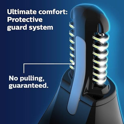 Norelco Philips Nose Trimmer 5000 for Nose, Ears, Eyebrows & Details | Protective Guard System, Dual-Sided Steel Blades, Eyebrow Combs, Rotary & Detail Trimmer, Washable, AA Battery, NT5600/62