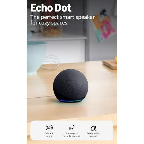 Amazon Echo Dot (newest model) - Vibrant sounding speaker, Designed for Alexa+, Great for bedrooms, dining rooms and offices, Charcoal