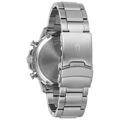 Bulova Men's Marine Star Series C Stainless Steel 6-Hand Chronograph Quartz Watch, Black Dial Style: 96B272
