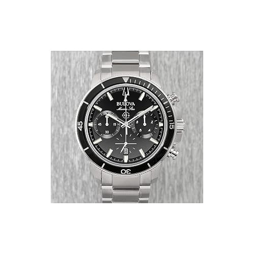 Bulova Men's Marine Star Series C Stainless Steel 6-Hand Chronograph Quartz Watch, Black Dial Style: 96B272