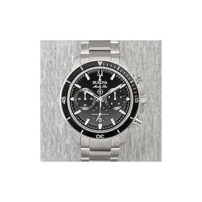 Bulova Men's Marine Star Series C Stainless Steel 6-Hand Chronograph Quartz Watch, Black Dial Style: 96B272