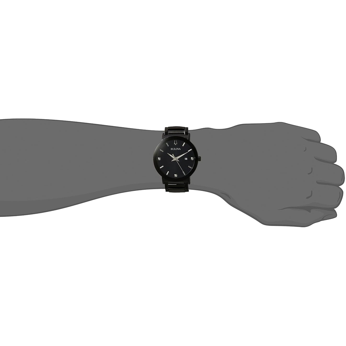 Bulova Men's 3-Hand Quartz Watch with Diamond Dial and Edge to Edge Crystal