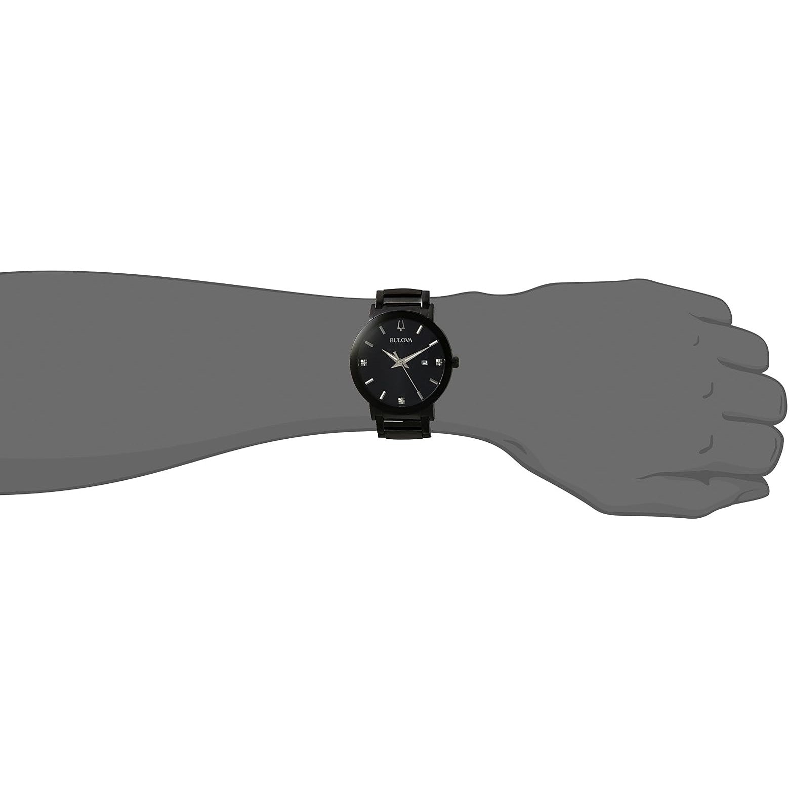 Bulova Men's 3-Hand Quartz Watch with Diamond Dial and Edge to Edge Crystal