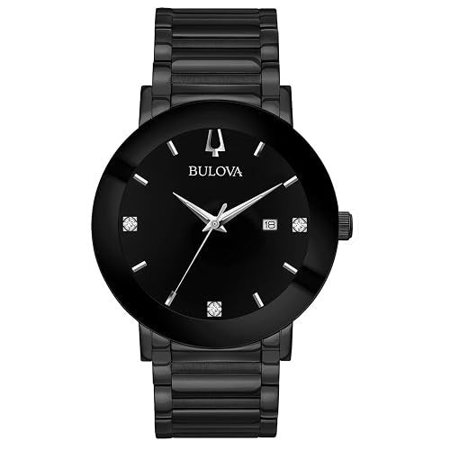 Bulova Men's 3-Hand Quartz Watch with Diamond Dial and Edge to Edge Crystal