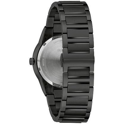 Bulova Mens Modern Millenia Black Ion Plated Stainless Steel 2-Hand Quartz Watch, Black Dial Style: 98a313