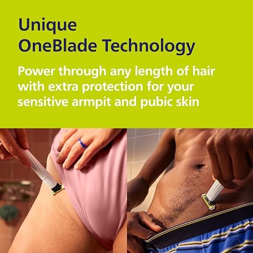 Philips Norelco OneBlade Intimate Trimmer and Shaver with Skin Protection | SkinProtect Blade, Designed for Pubic Grooming, 100% Showerproof, 30-Min Runtime, Includes Body Comb, QP1924/70