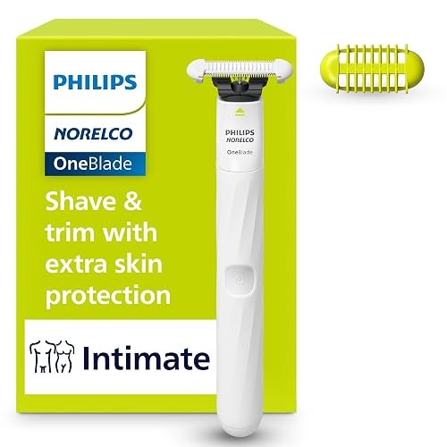 Philips Norelco OneBlade Intimate Trimmer and Shaver with Skin Protection | SkinProtect Blade, Designed for Pubic Grooming, 100% Showerproof, 30-Min Runtime, Includes Body Comb, QP1924/70